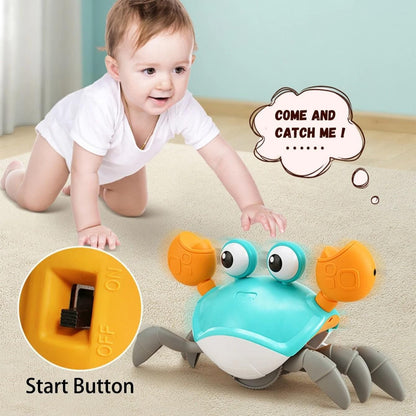 Crawling Crab Toy with Obstacle Avoidance Sensor, Music and LED Lights, Safe for Ages 3+
