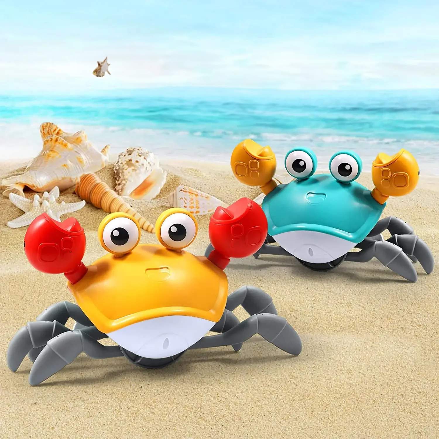 Crawling Crab Toy with Obstacle Avoidance Sensor, Music and LED Lights, Safe for Ages 3+