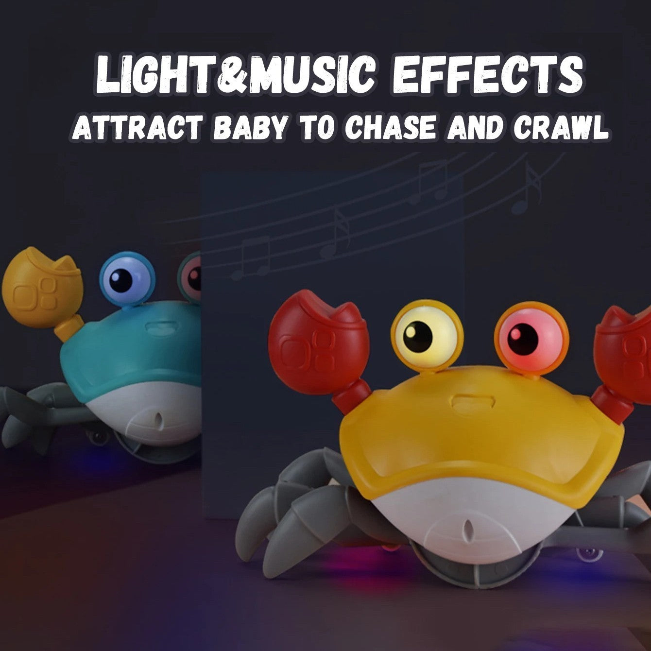 Crawling Crab Toy with Obstacle Avoidance Sensor, Music and LED Lights, Safe for Ages 3+