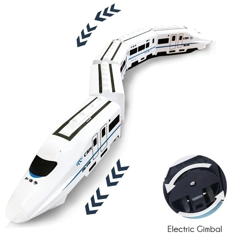 DIY Electric Train Toy with Lights and Sounds, 360 Spinning, Auto Obstacle Avoidance, Safe for Ages 2+