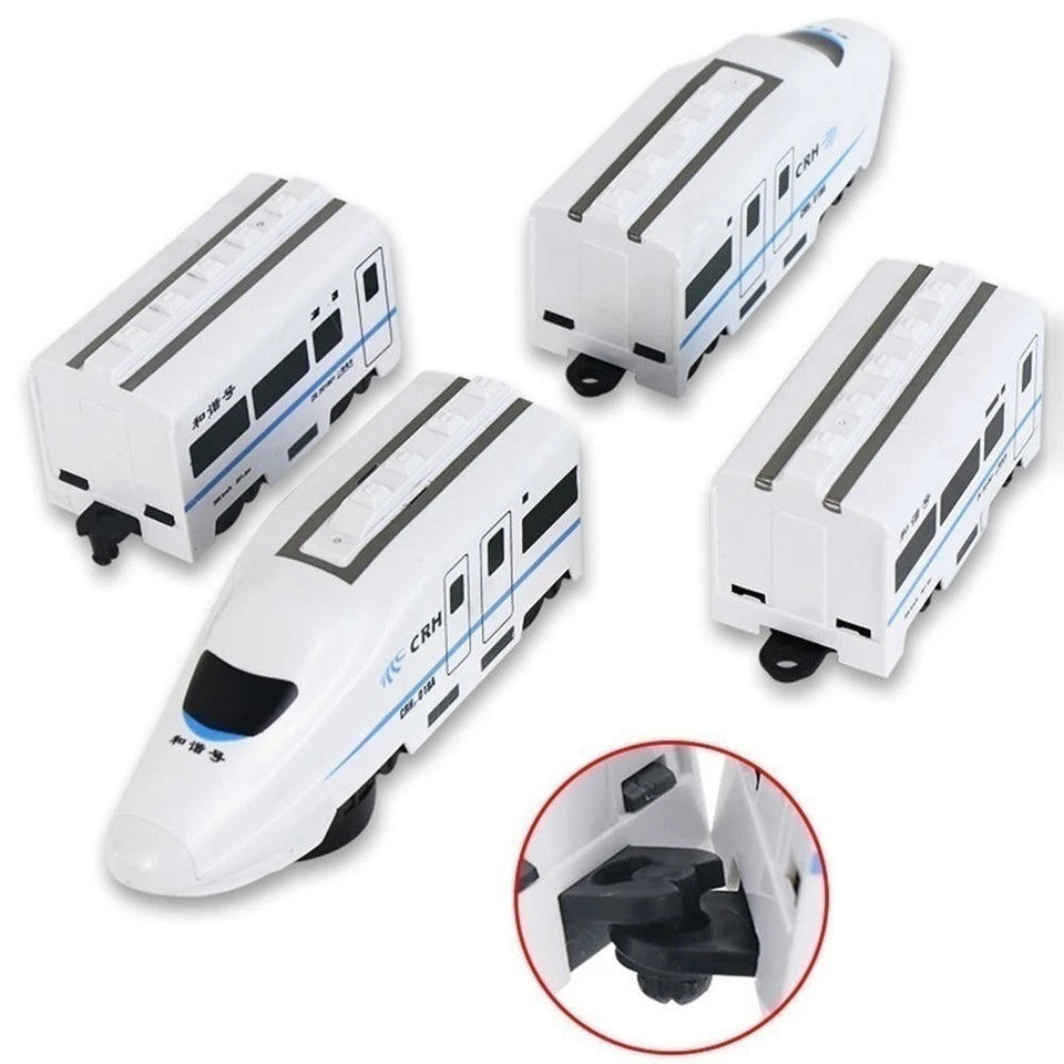 DIY Electric Train Toy with Lights and Sounds, 360 Spinning, Auto Obstacle Avoidance, Safe for Ages 2+