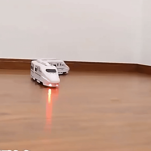 DIY Electric Train Toy with Lights and Sounds, 360° Spinning, Auto Obstacle Avoidance, Safe for Ages 2+
