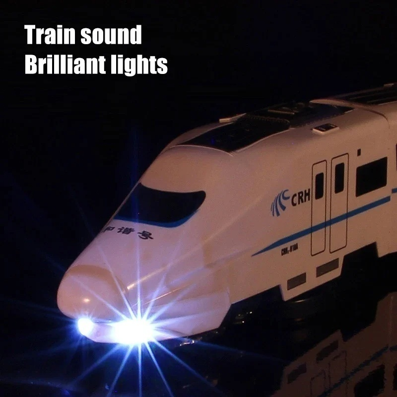 DIY Electric Train Toy with Lights and Sounds, 360° Spinning, Auto Obstacle Avoidance, Safe for Ages 2+