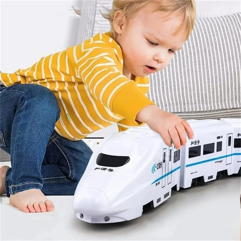 DIY Electric Train Toy with Lights and Sounds, 360° Spinning, Auto Obstacle Avoidance, Safe for Ages 2+