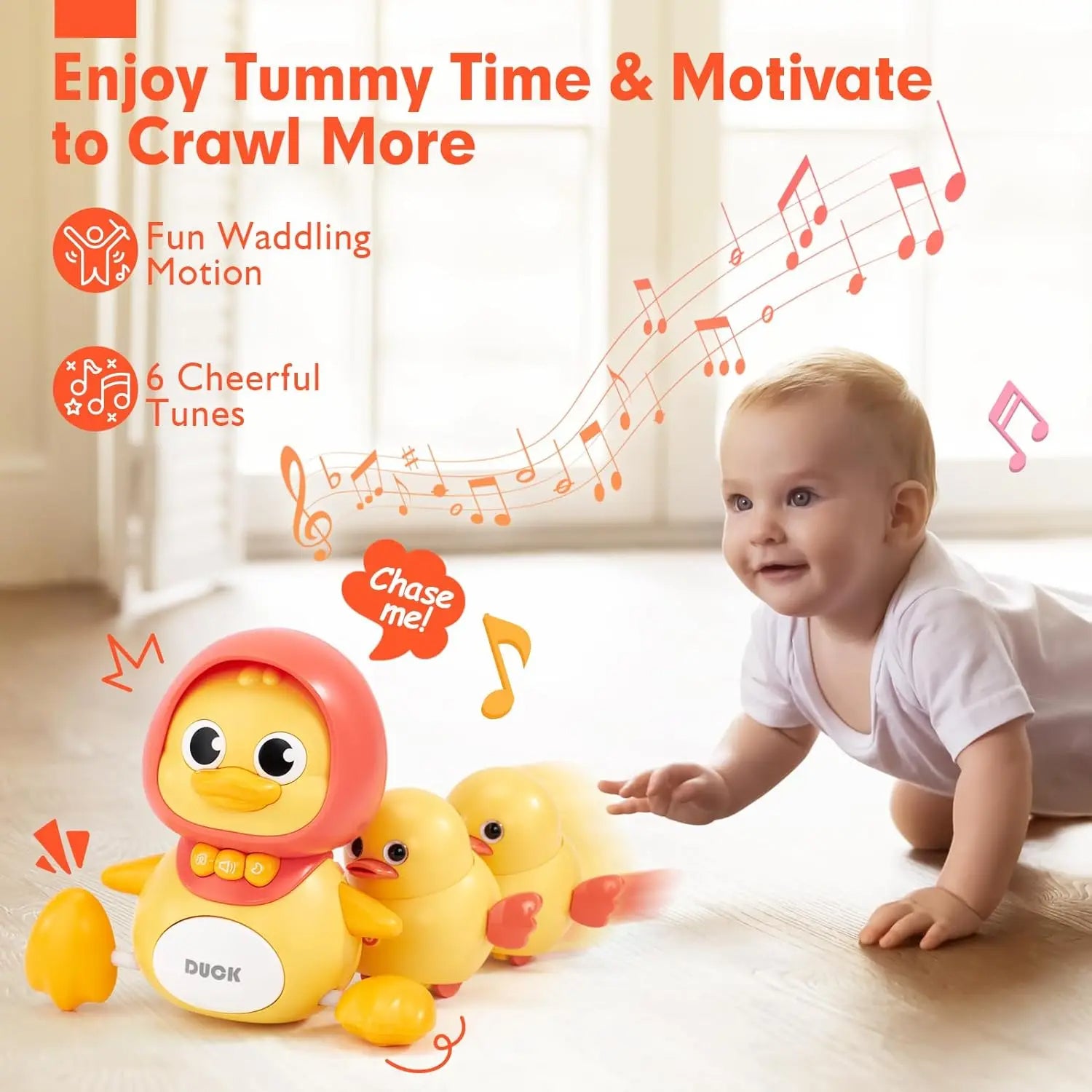 Dancing Duck Toy with Music, Lights and Walking, Safe for Ages 6 Months+