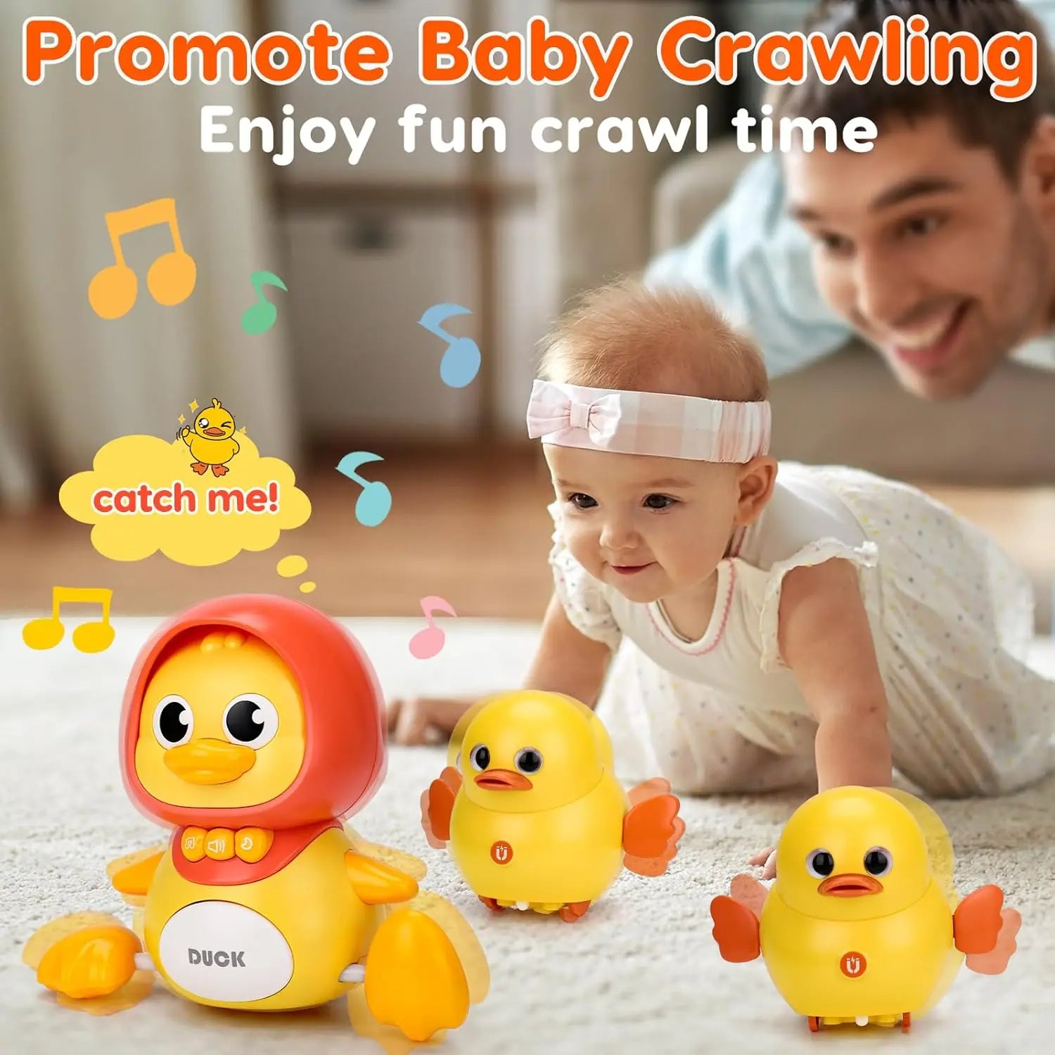 Dancing Duck Toy with Music, Lights and Walking, Safe for Ages 6 Months+