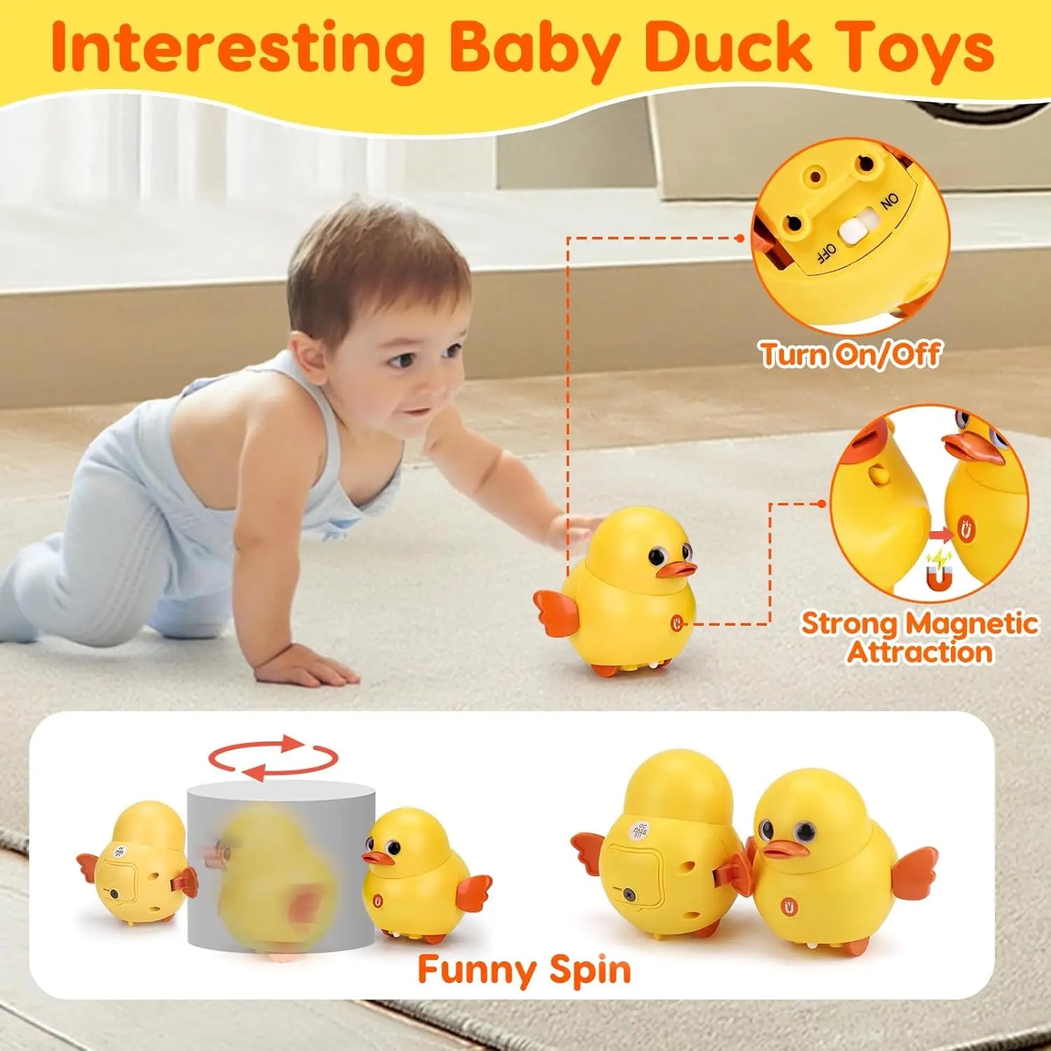 Dancing Duck Toy with Music, Lights and Walking, Safe for Ages 6 Months+