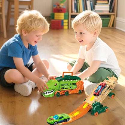 Dinosaur Transport Truck Toy - Multi-Function Vehicle with T-Rex Mode and Mini Cars, Safe for Kids Aged 3+