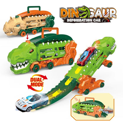 Dinosaur Transport Truck Toy - Multi-Function Vehicle with T-Rex Mode and Mini Cars, Safe for Kids Aged 3+