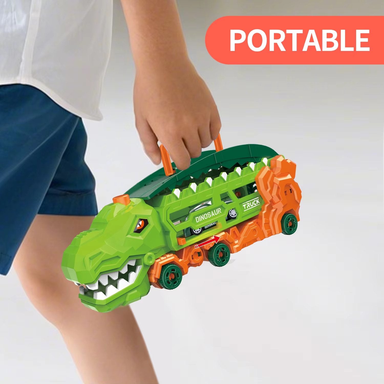 Dinosaur Transport Truck Toy - Multi-Function Vehicle with T-Rex Mode and Mini Cars, Safe for Kids Aged 3+