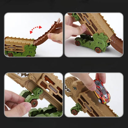 Dinosaur Transport Truck Toy - Multi-Function Vehicle with T-Rex Mode and Mini Cars, Safe for Kids Aged 3+
