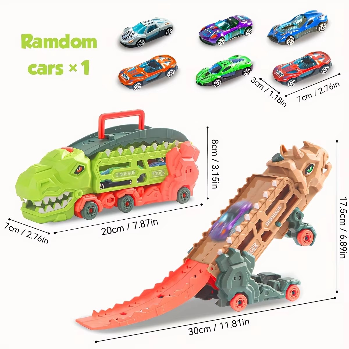 Dinosaur Transport Truck Toy - Multi-Function Vehicle with T-Rex Mode and Mini Cars, Safe for Kids Aged 3+