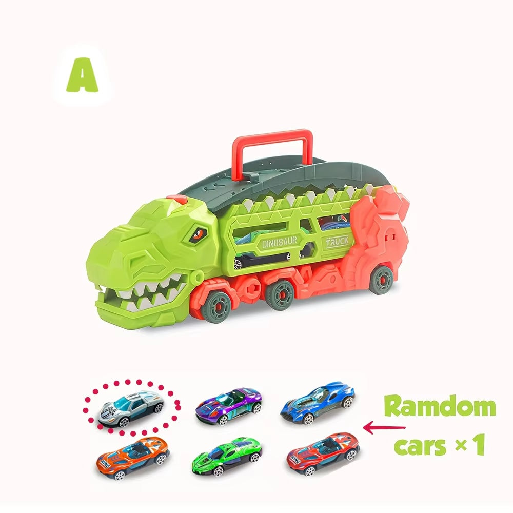 Dinosaur Transport Truck Toy - Multi-Function Vehicle with T-Rex Mode and Mini Cars, Safe for Kids Aged 3+