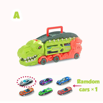 Dinosaur Transport Truck Toy - Multi-Function Vehicle with T-Rex Mode and Mini Cars, Safe for Kids Aged 3+