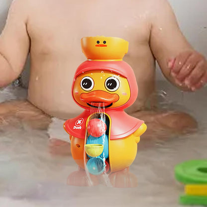 Duck Bath Toy with Rotating Water Wheels, Wall Suction, No Batteries Required, Safe for Ages 1+