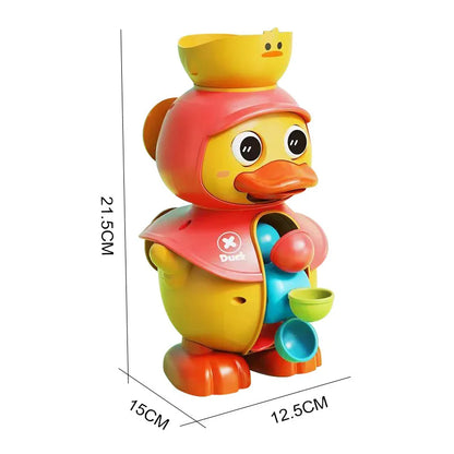 Duck Bath Toy with Rotating Water Wheels, Wall Suction, No Batteries Required, Safe for Ages 1+