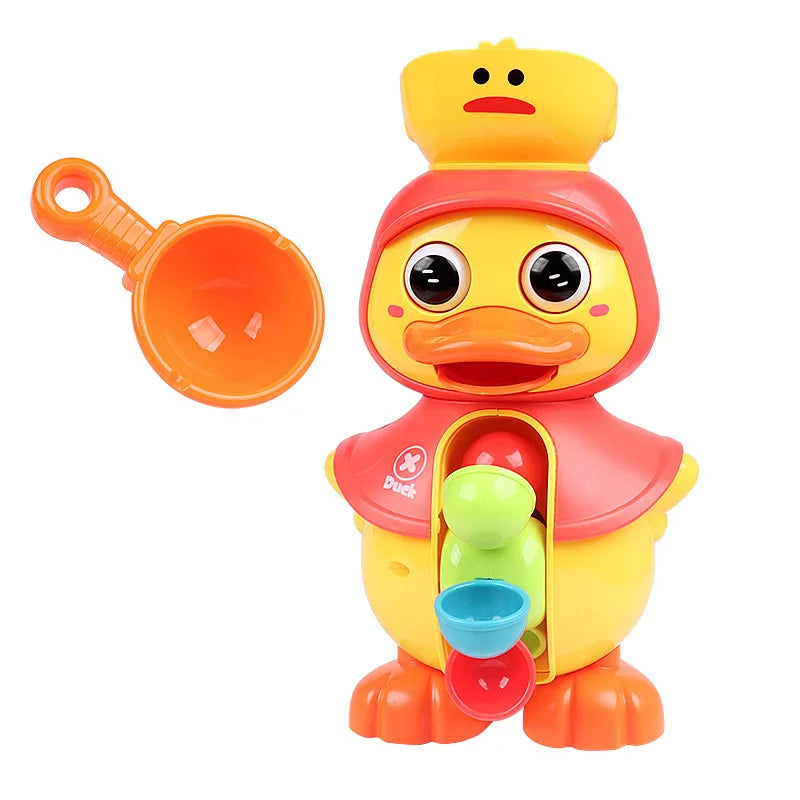 Duck Bath Toy with Rotating Water Wheels, Wall Suction, No Batteries Required, Safe for Ages 1+