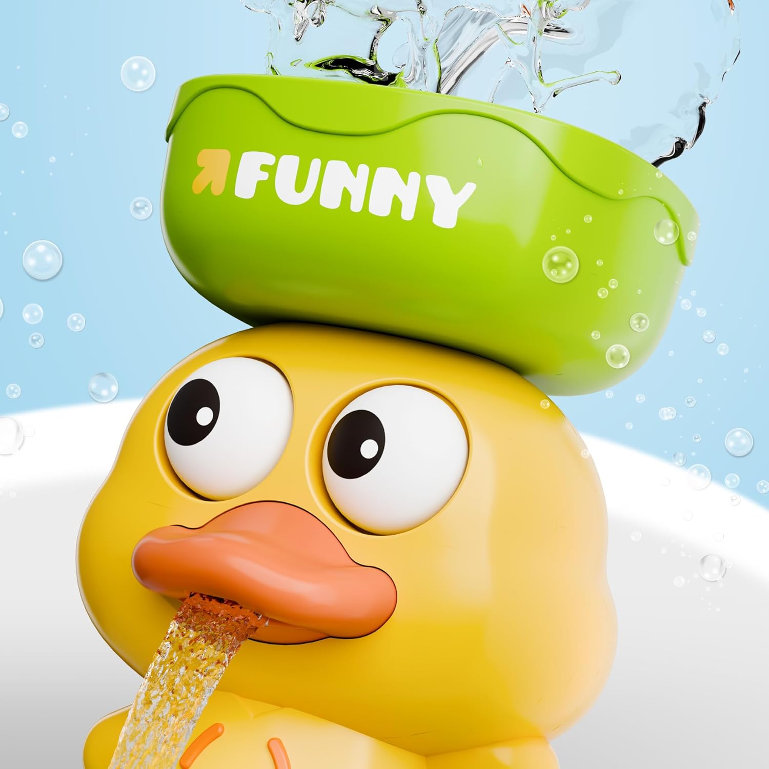 Duck Bath Toy with Spinning Lion Gears, Waterfall and Suction Cups, Safe for Ages 1+