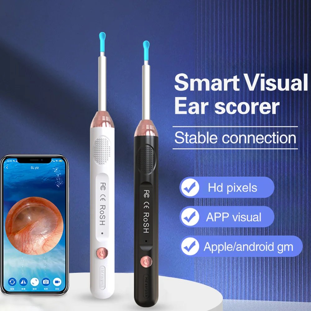 Earwax Removal Tool with Camera and Light, 360° View, Soft Silicone Tip, High-Speed WiFi Imaging