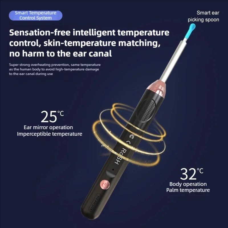 Earwax Removal Tool with Camera and Light, 360° View, Soft Silicone Tip, High-Speed WiFi Imaging