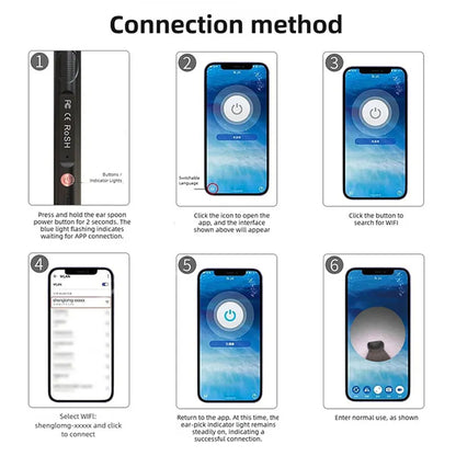 Earwax Removal Tool with Camera and Light, 360° View, Soft Silicone Tip, High-Speed WiFi Imaging