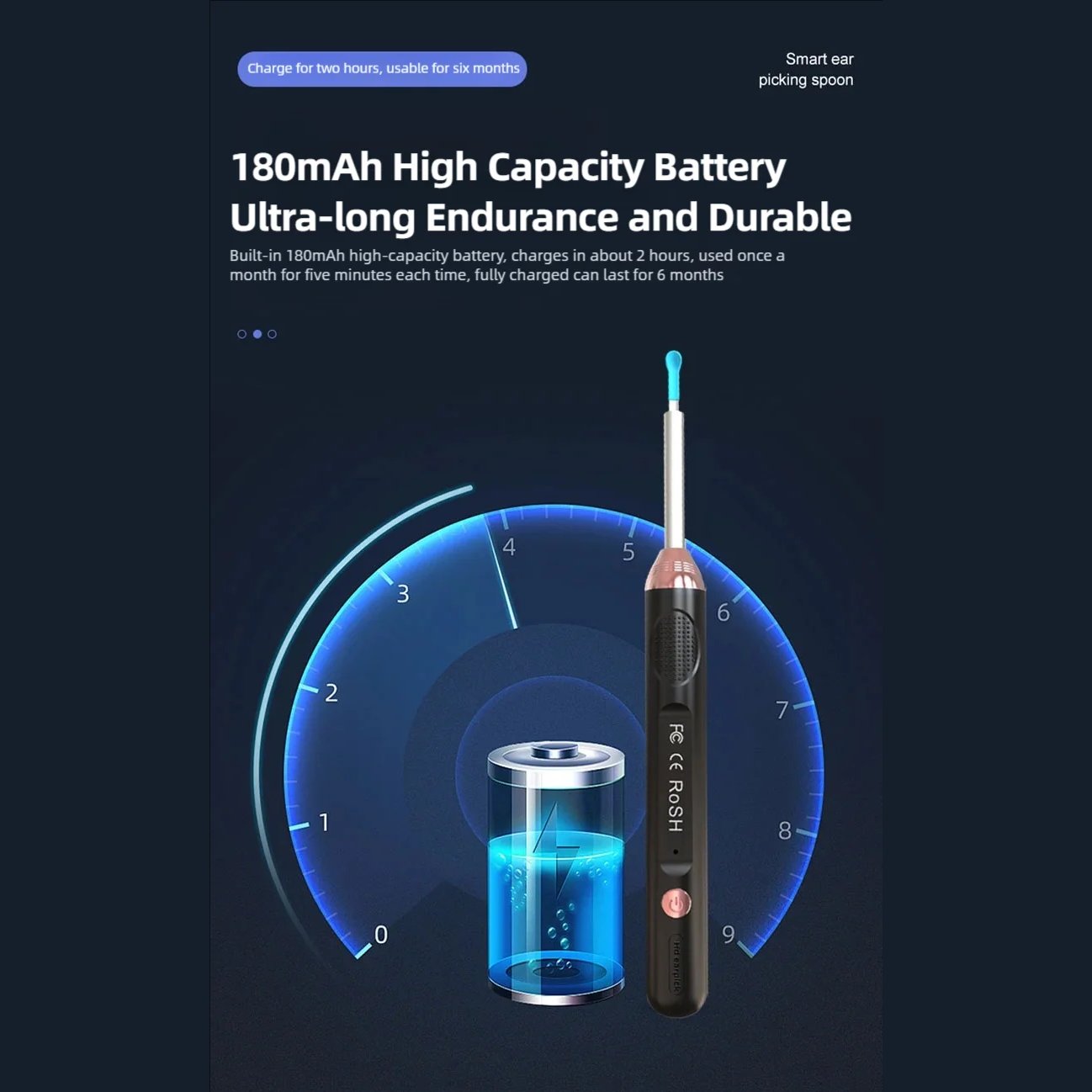 Earwax Removal Tool with Camera and Light, 360° View, Soft Silicone Tip, High-Speed WiFi Imaging