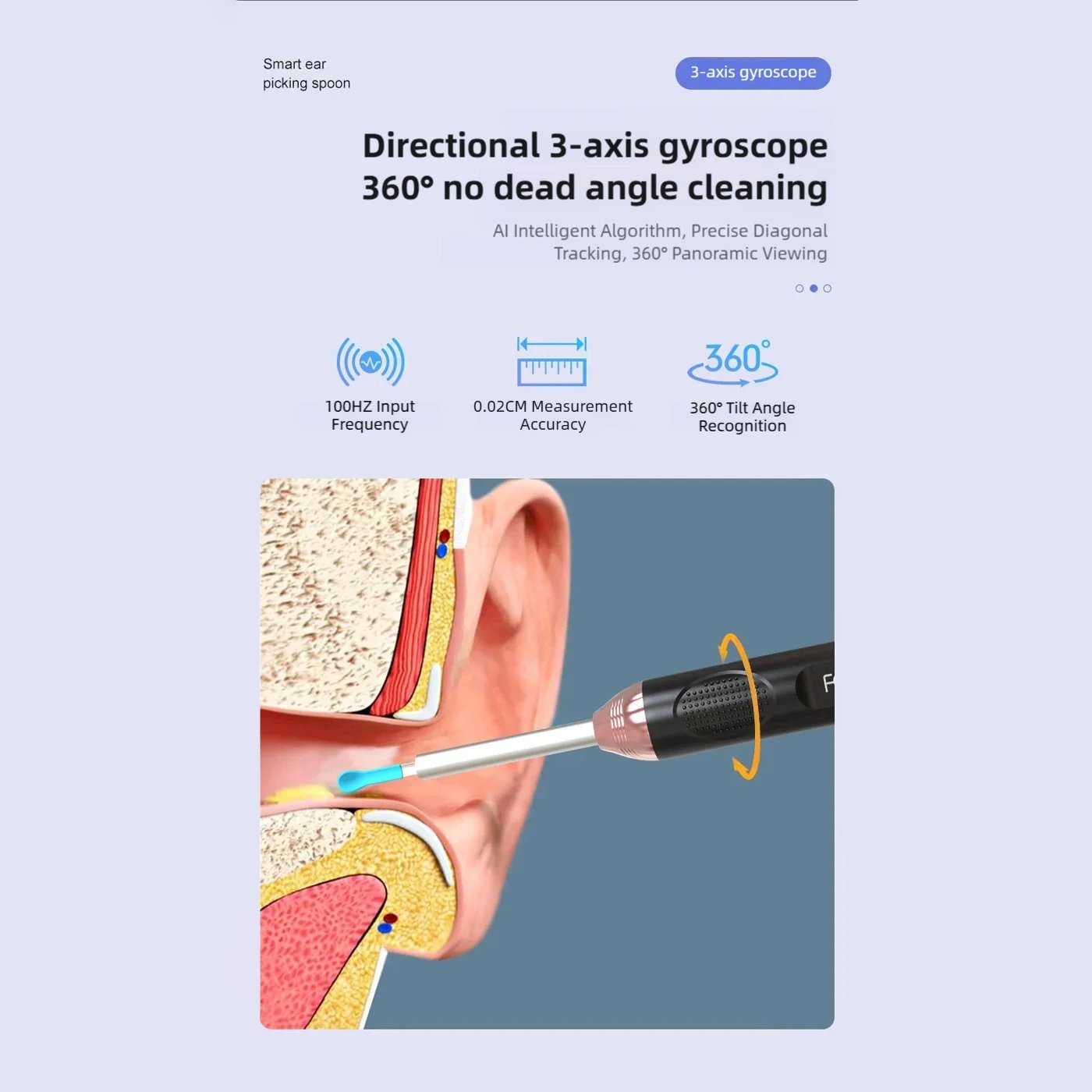 Earwax Removal Tool with Camera and Light, 360° View, Soft Silicone Tip, High-Speed WiFi Imaging