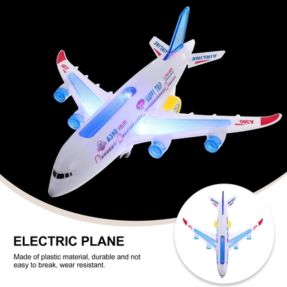 Electric Airplane Toy with Music, Lights, and Automatic Rotation - Educational Toy - Safe for Ages 2+