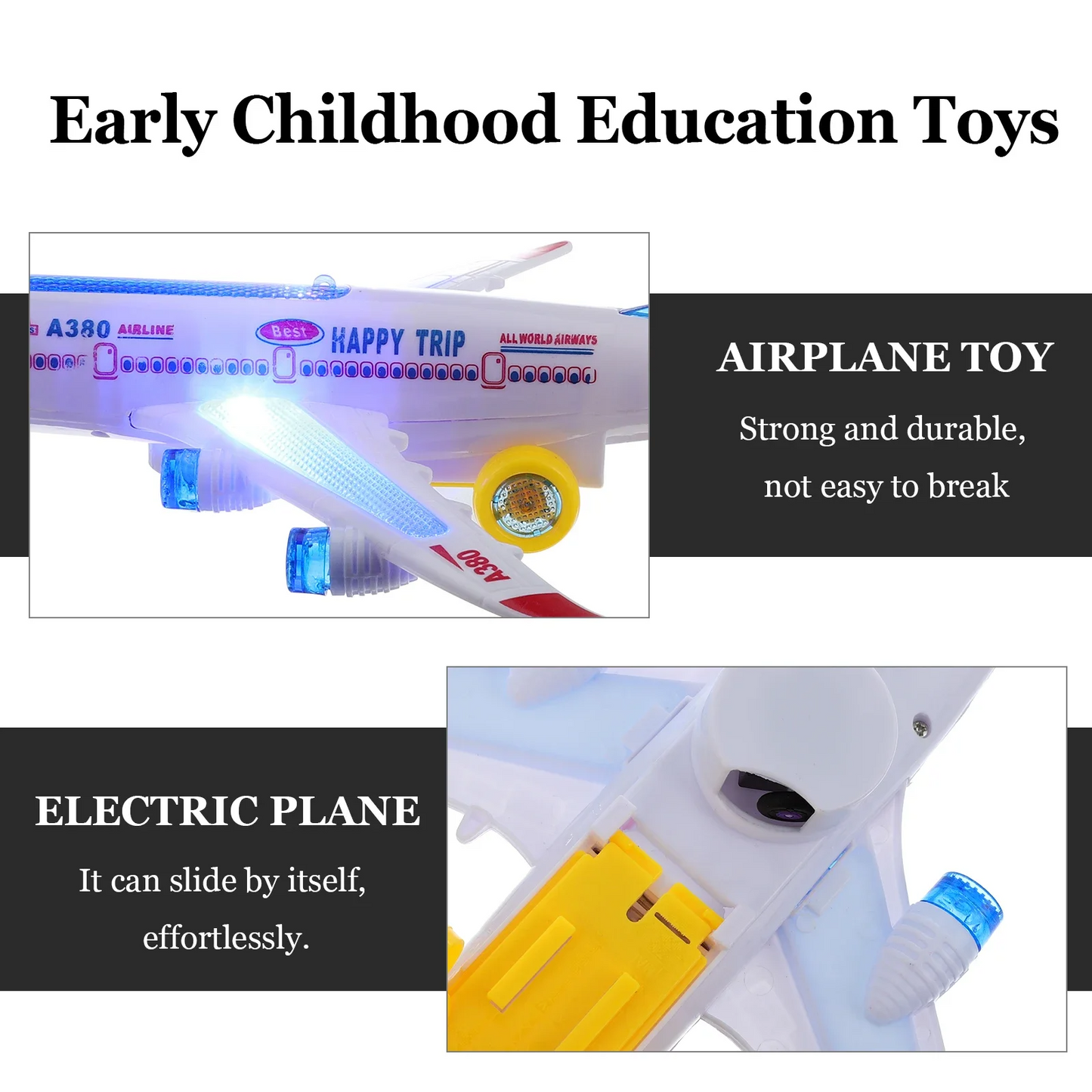 Electric Airplane Toy with Music, Lights, and Automatic Rotation - Educational Toy - Safe for Ages 2+