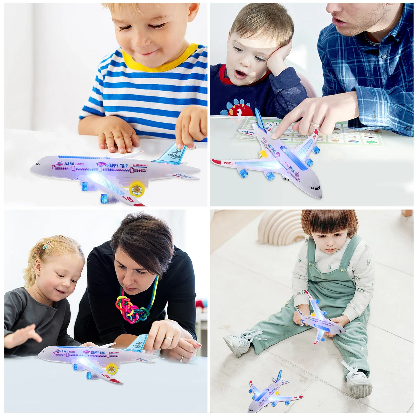 Electric Airplane Toy with Music, Lights, and Automatic Rotation - Educational Toy - Safe for Ages 2+