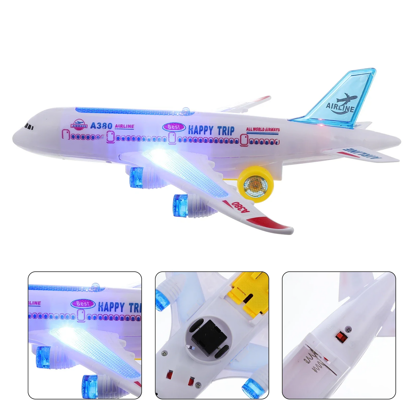 Electric Airplane Toy with Music, Lights, and Automatic Rotation - Educational Toy - Safe for Ages 2+