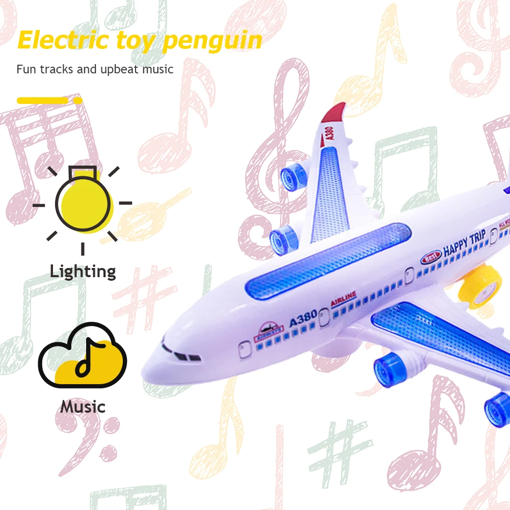 Electric Airplane Toy with Music, Lights, and Automatic Rotation - Educational Toy - Safe for Ages 2+