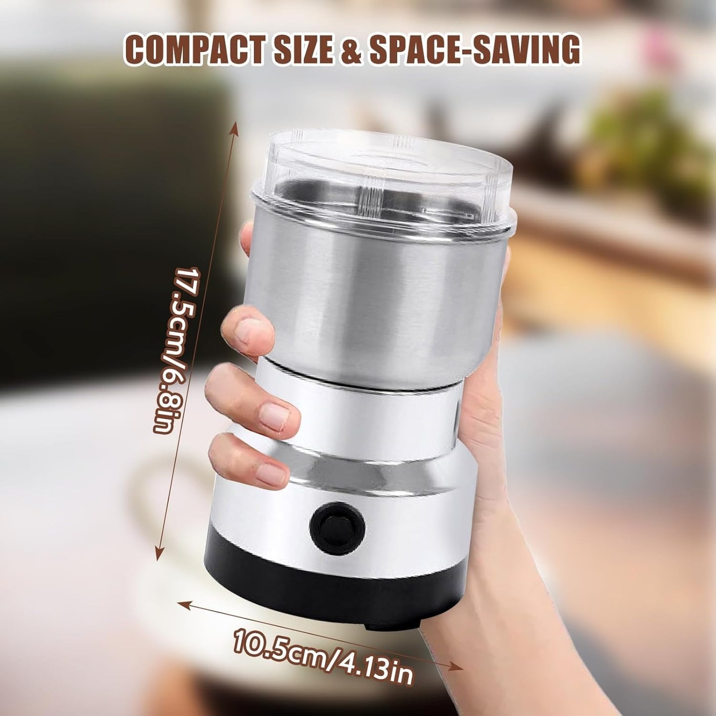 Electric Coffee Grinder and Spice Mill With Four-Edge Blade, Fine Dry Grinding, Electric Milling Function