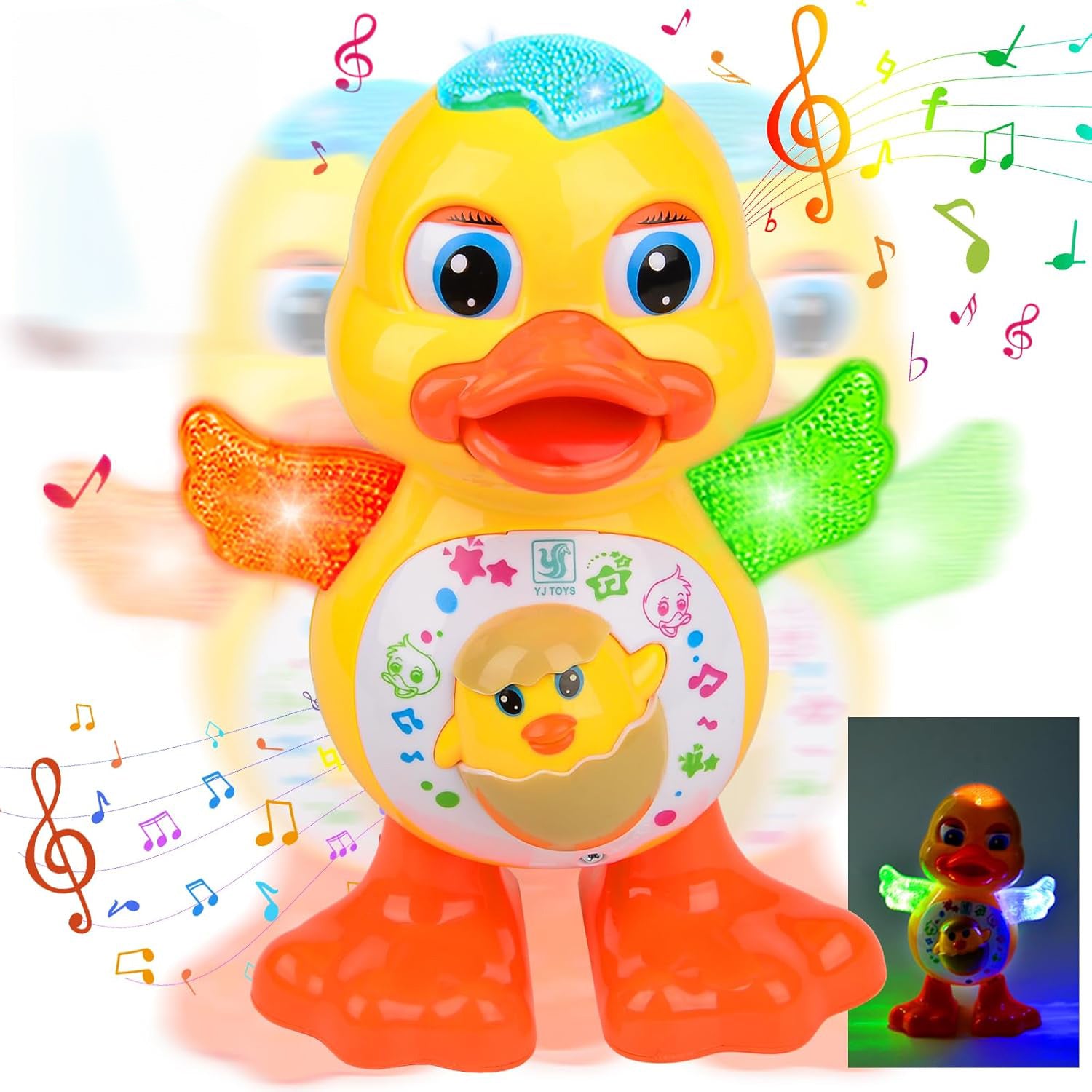 Electric Dancing Duck Toy with Interactive Music and Flashing Lights, Safe for Ages 1+