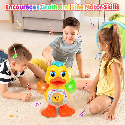 Electric Dancing Duck Toy with Interactive Music and Flashing Lights, Safe for Ages 1+