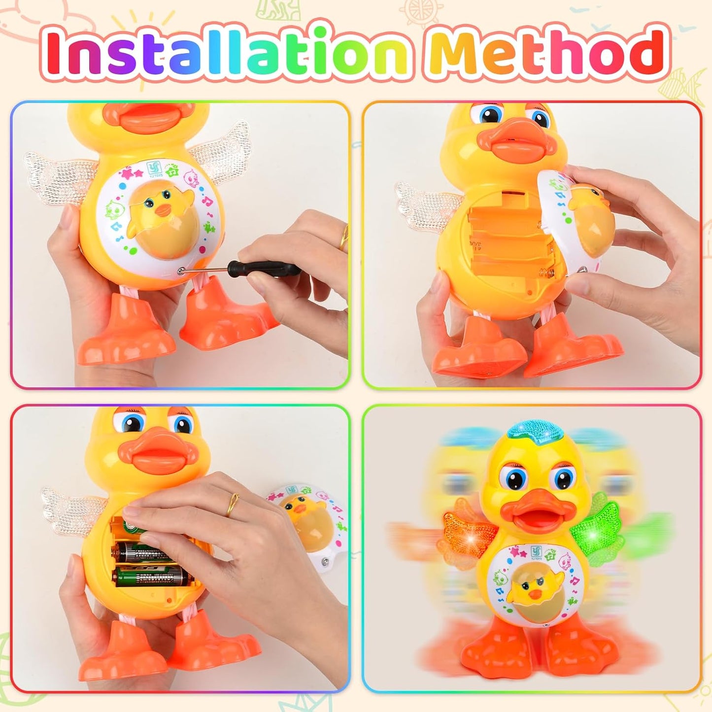Electric Dancing Duck Toy with Interactive Music and Flashing Lights, Safe for Ages 1+