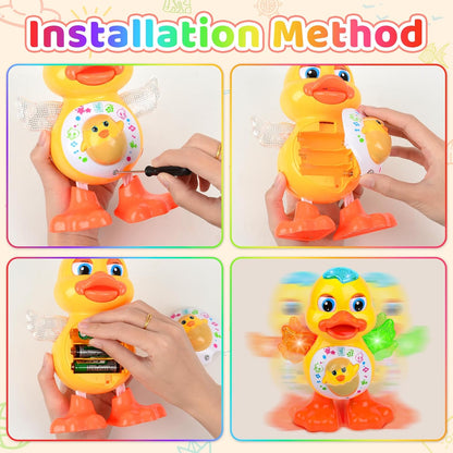 Electric Dancing Duck Toy with Interactive Music and Flashing Lights, Safe for Ages 1+