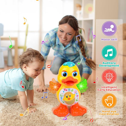 Electric Dancing Duck Toy with Interactive Music and Flashing Lights, Safe for Ages 1+