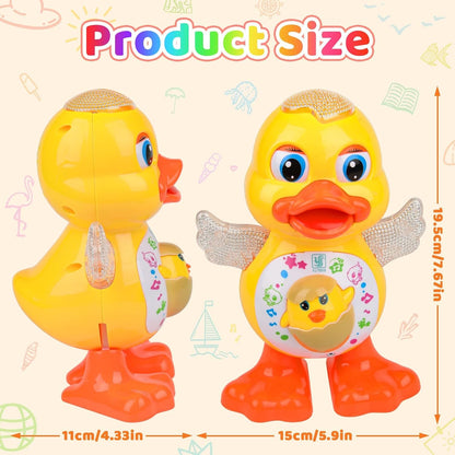 Electric Dancing Duck Toy with Interactive Music and Flashing Lights, Safe for Ages 1+