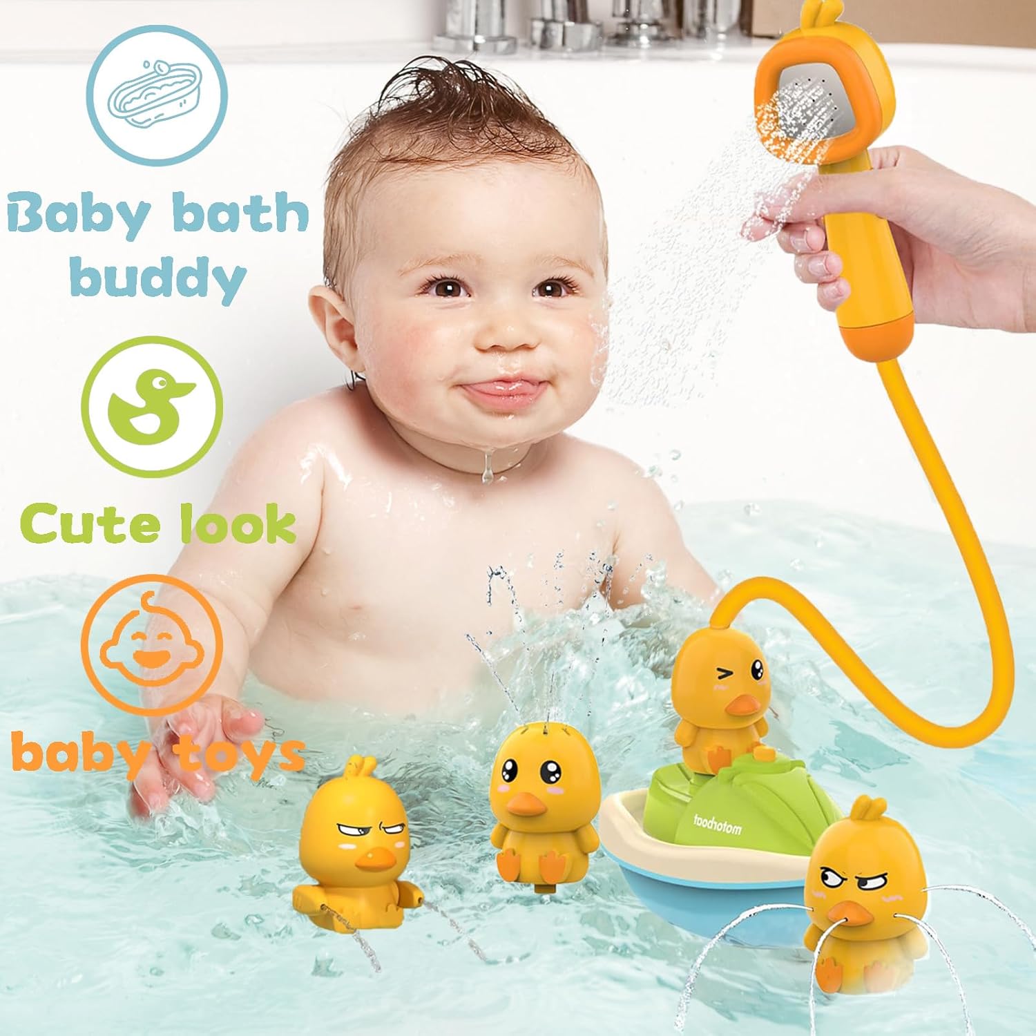 Electric Duck Bath Toy with Automatic Water Sprayer, LED Lights, Safe for Ages 2+
