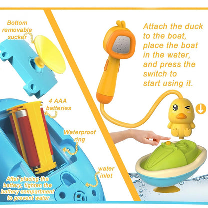 Electric Duck Bath Toy with Automatic Water Sprayer, LED Lights, Safe for Ages 2+