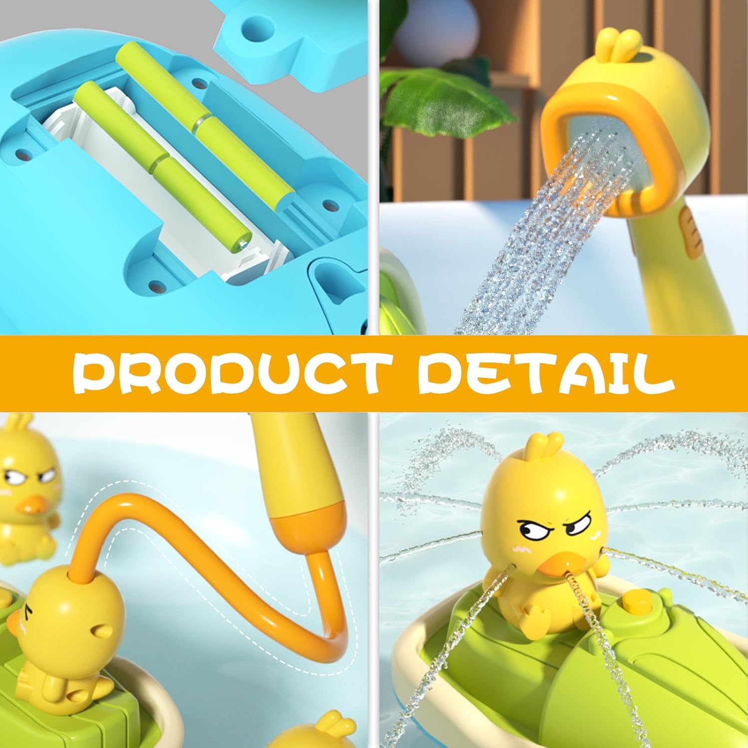 Electric Duck Bath Toy with Automatic Water Sprayer, LED Lights, Safe for Ages 2+