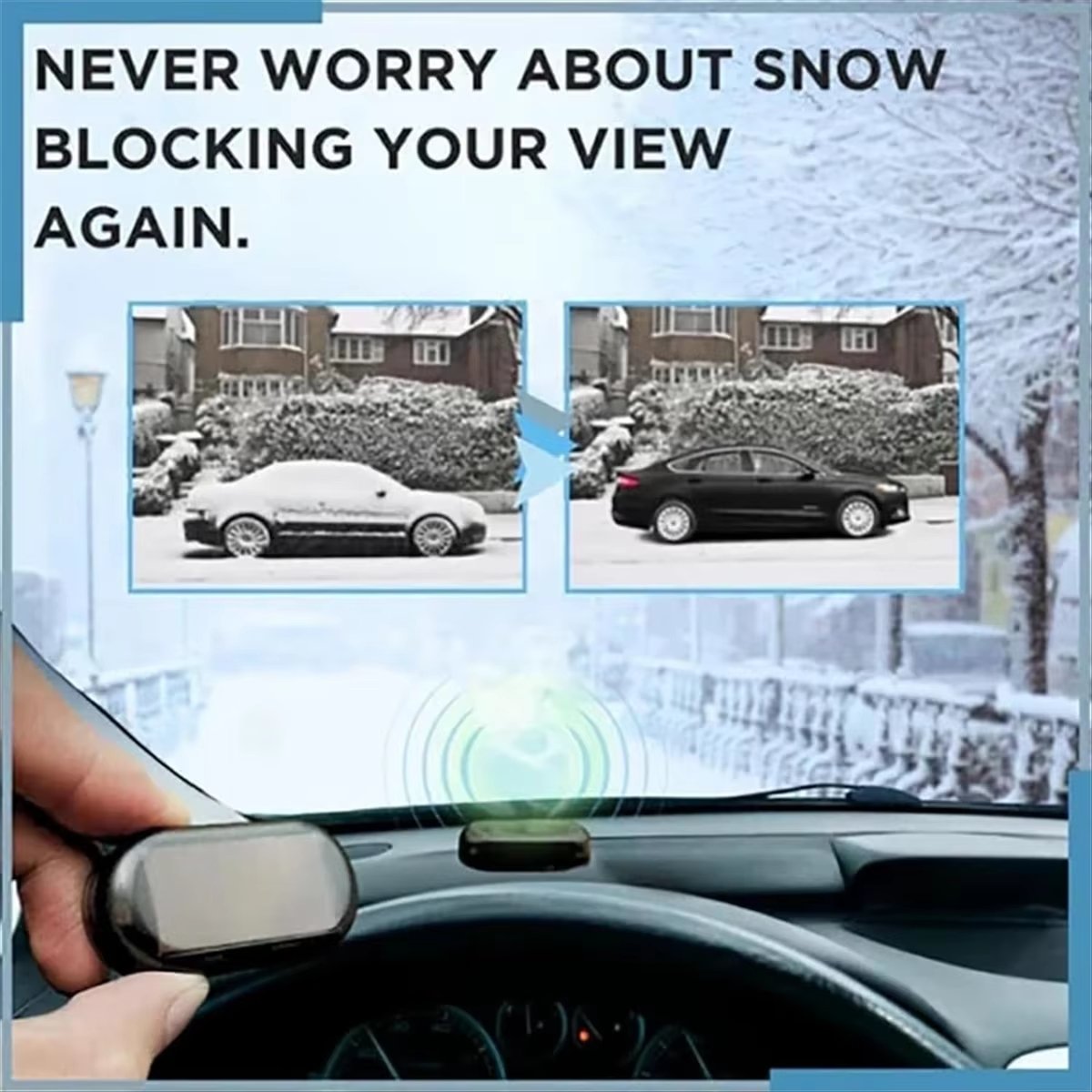 Electromagnetic Snow Removal Device Uses USB Rechargeable To Melt Ice And Snow On Car Windows