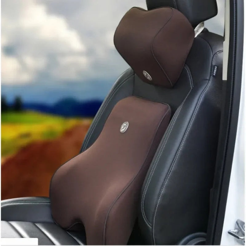Ergonomic Memory Foam Lumbar and Neck Support Cushion Set
