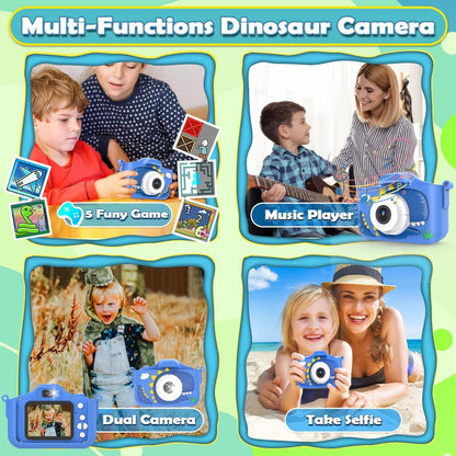 Exciting Camera for Inquisitive Children With Selfie, 32GB Storage, Display Screen, Fun Cartoon Design for Ages 3+