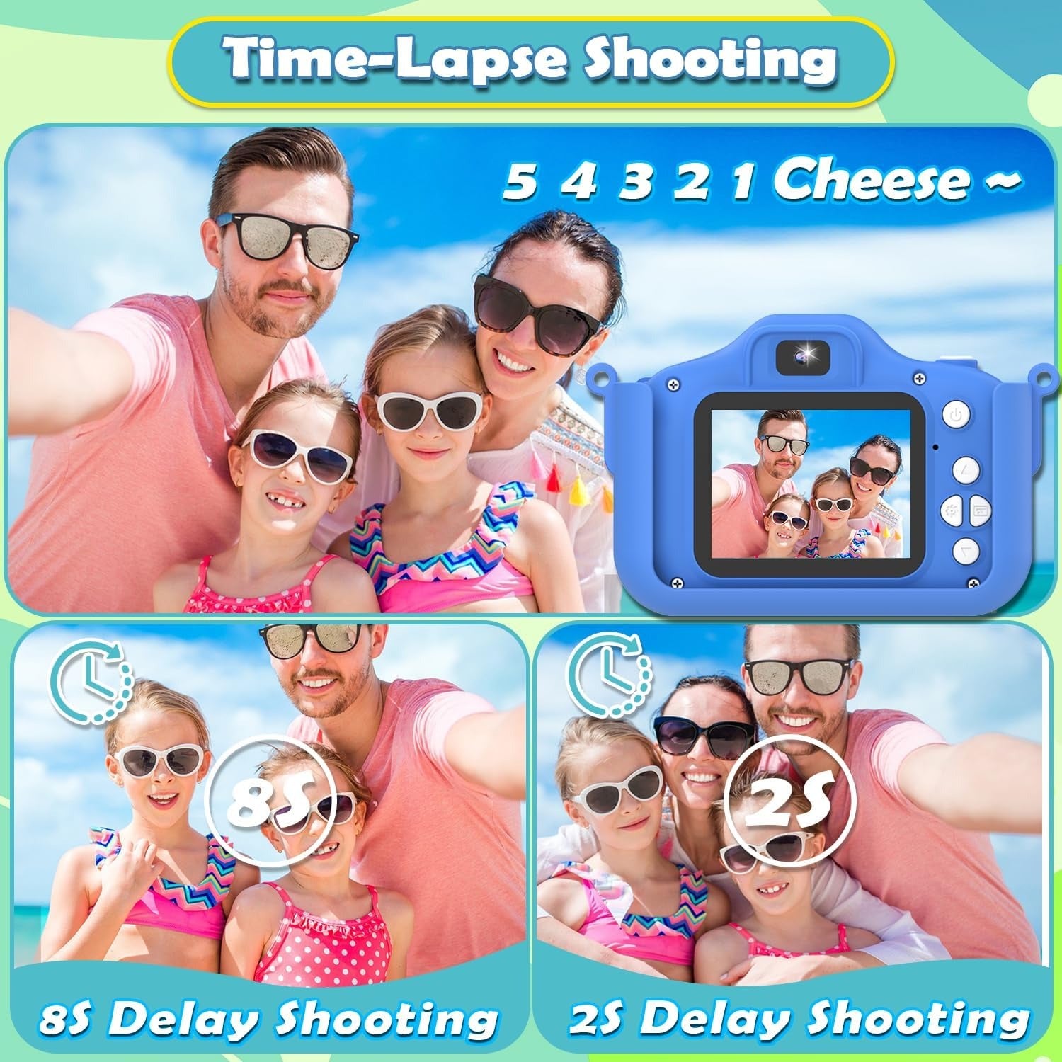 Exciting Camera for Inquisitive Children With Selfie, 32GB Storage, Display Screen, Fun Cartoon Design for Ages 3+