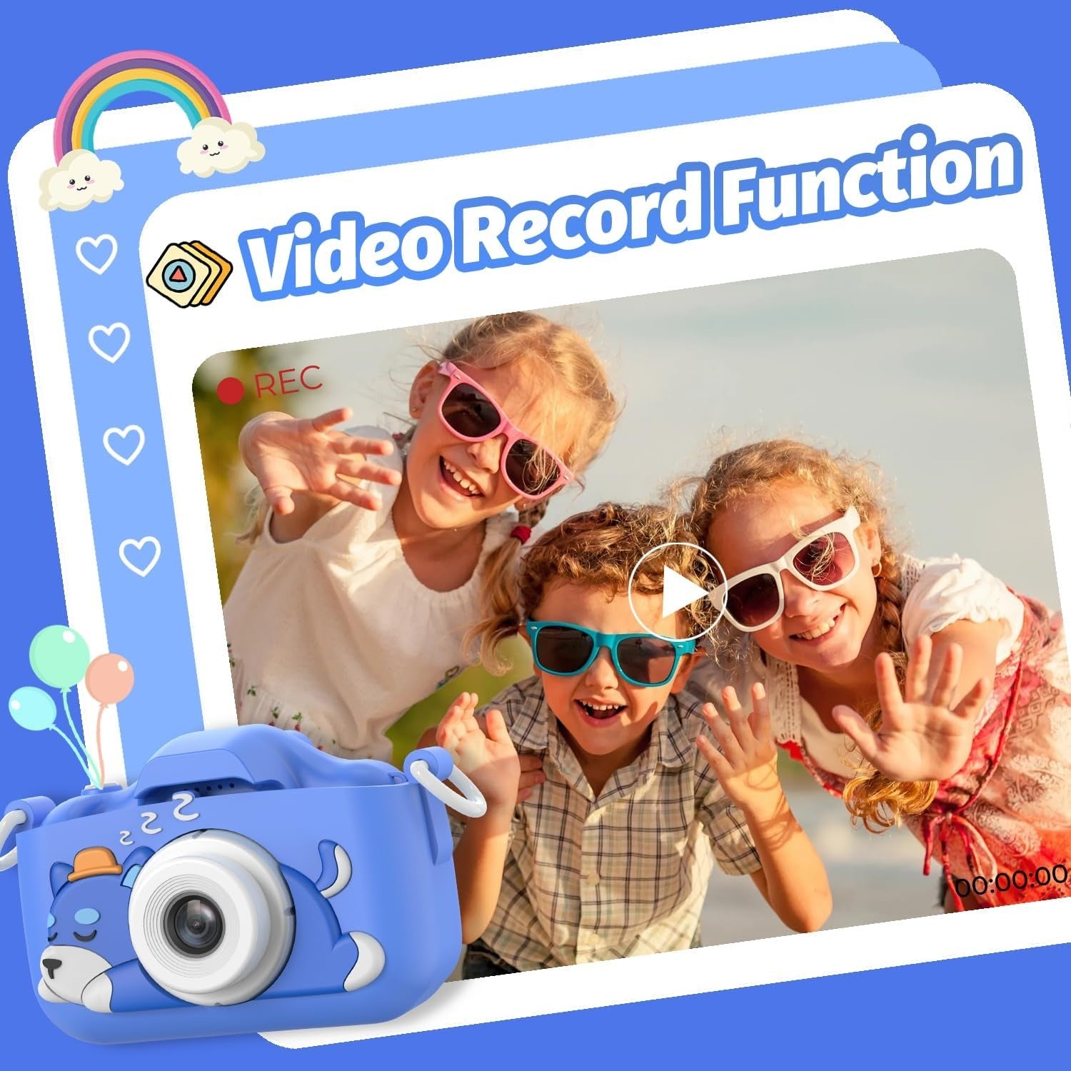 Exciting Camera for Inquisitive Children With Selfie, 32GB Storage, Display Screen, Fun Cartoon Design for Ages 3+