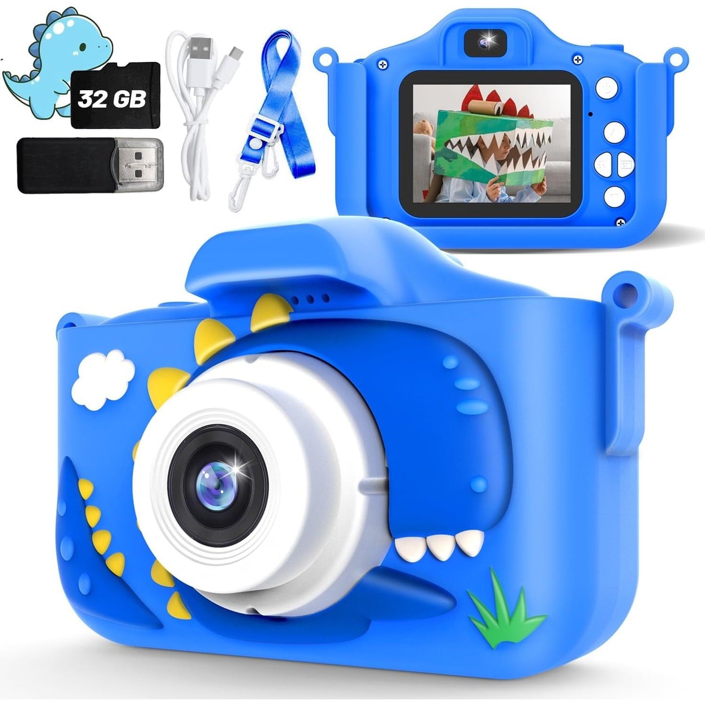 Exciting Camera for Inquisitive Children With Selfie, 32GB Storage, Display Screen, Fun Cartoon Design for Ages 3+