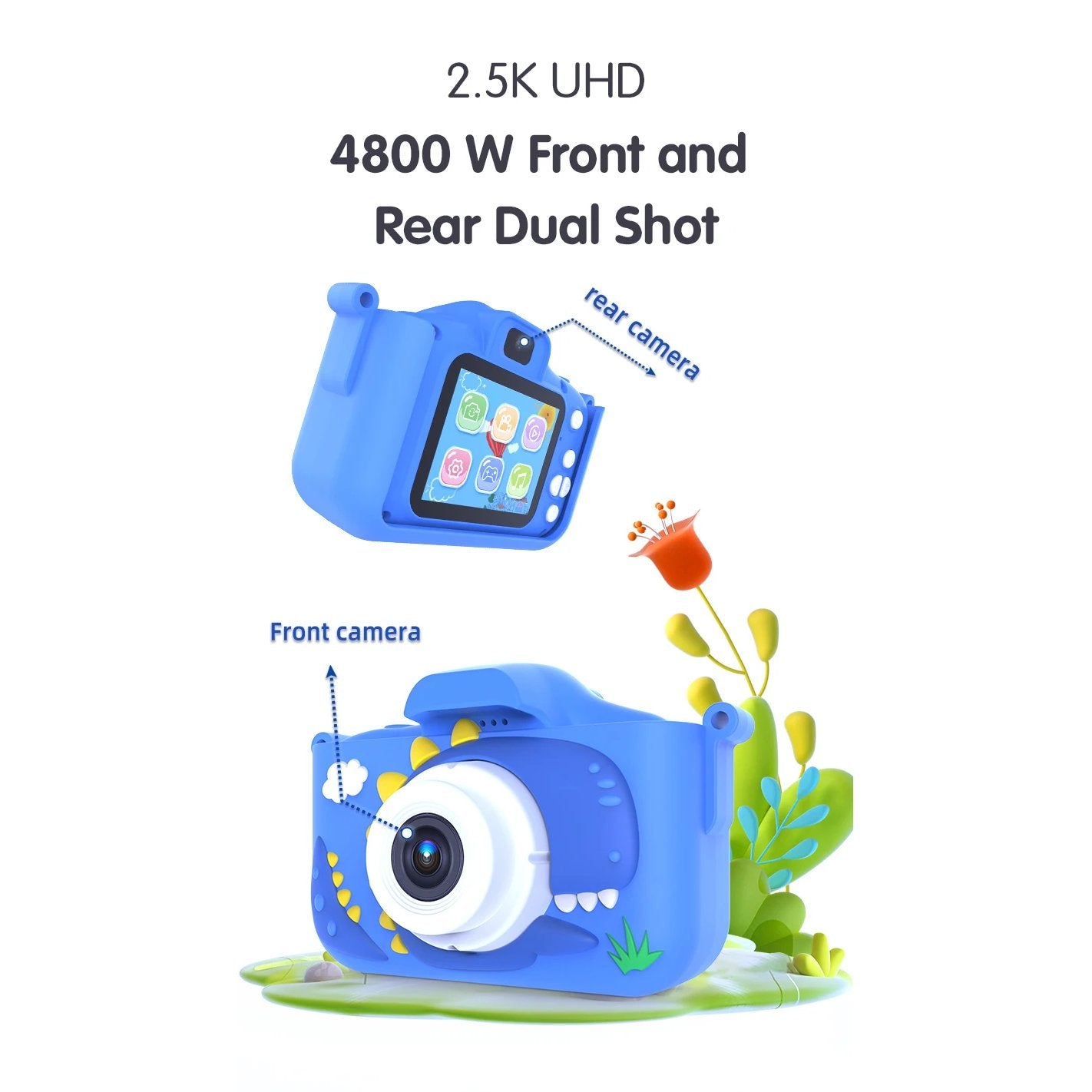 Exciting Camera for Inquisitive Children With Selfie, 32GB Storage, Display Screen, Fun Cartoon Design for Ages 3+