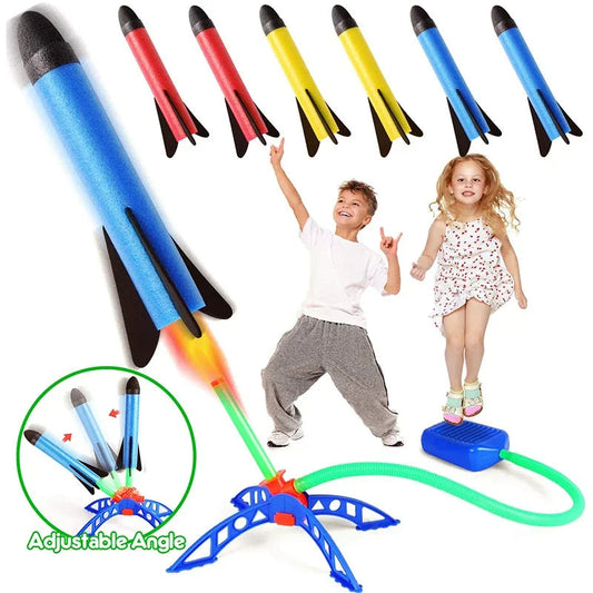 Foam Rocket Launcher Toy, Jump-Powered Launch, Shoots 100ft, 180° Adjustable Angle, Safe for Ages 3+